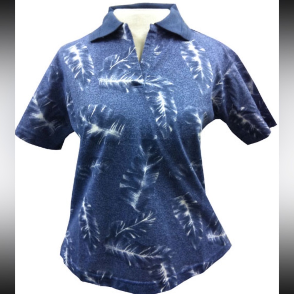 Short Sleeve camp shirt feather design